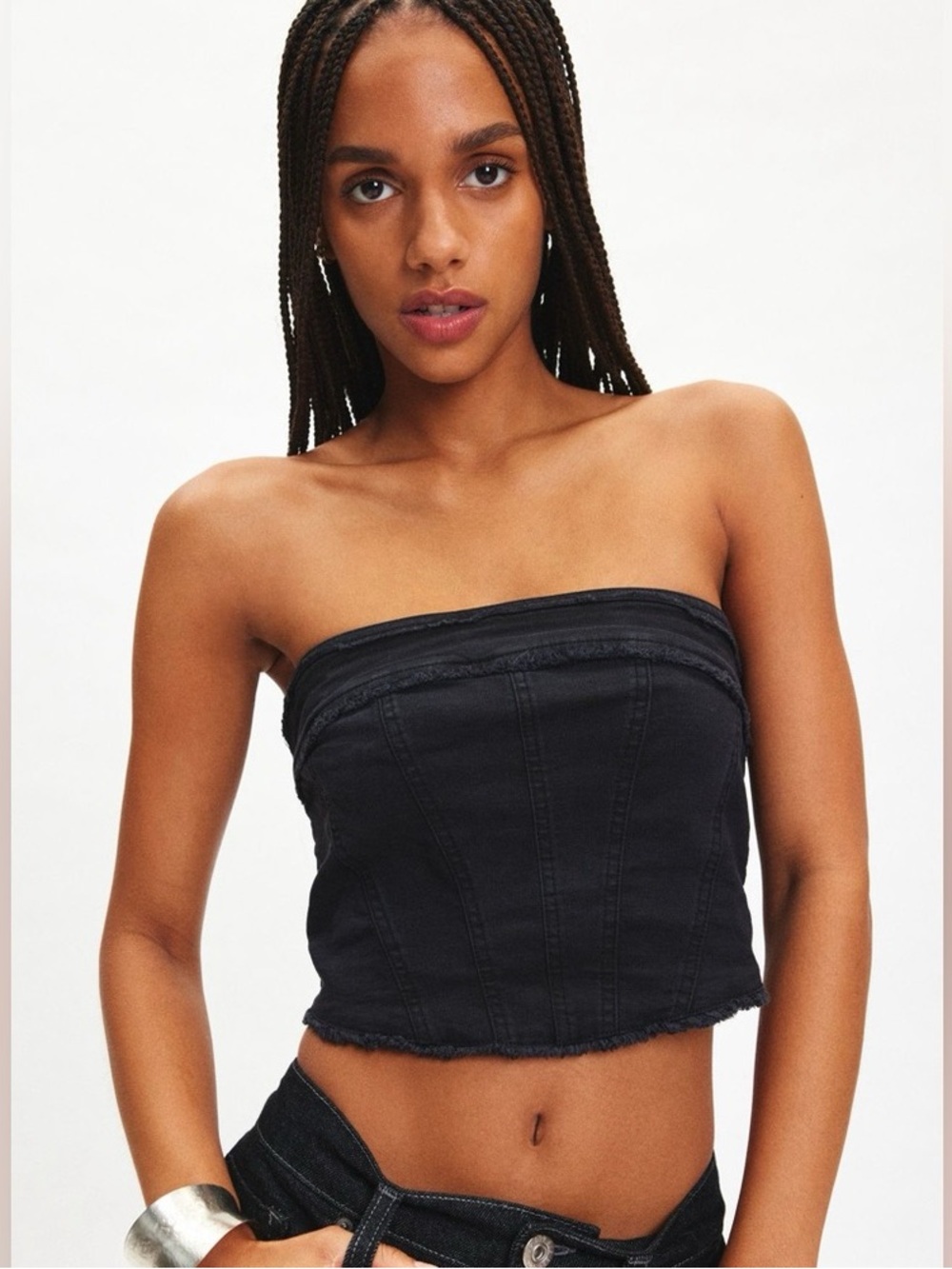 Ecote Black Strapless Cropped Tube Top